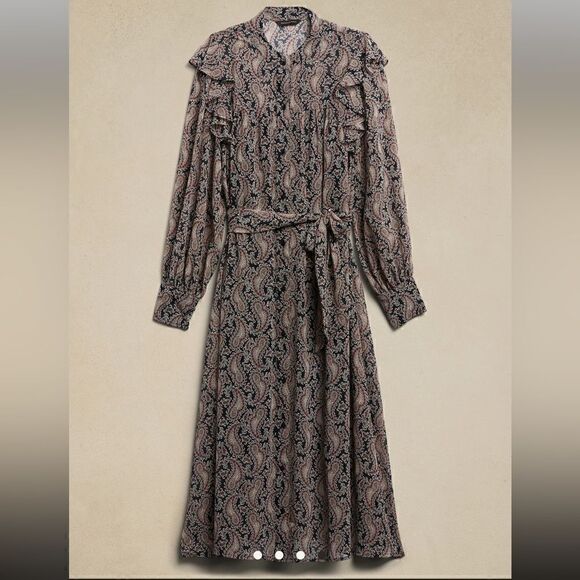 BANANA REPUBLIC FLUTTER MIDI SHIRTDRESS - Picture 4 of 4